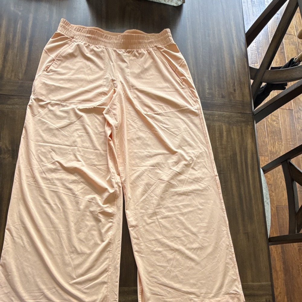 lululemon Women's Peach Solid Track Pants 14 Regular Relaxed Pull On Pockets